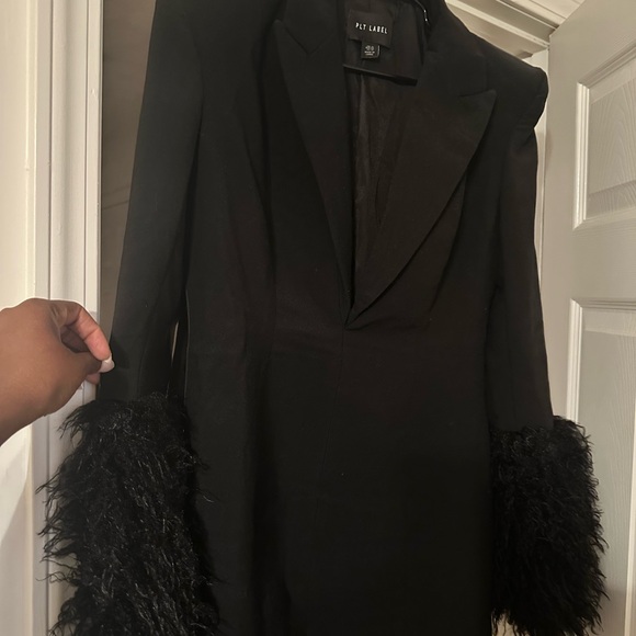 PrettyLittleThing Dresses & Skirts - PrettyLittleThing Black Mini Dress with Feather Cuffs